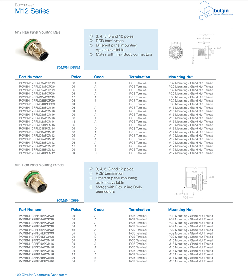 M12-S-coding-公头后锁焊线面板式圆形连接器参数 M12-S-coding-公头后锁焊线面板式圆形连接器参数