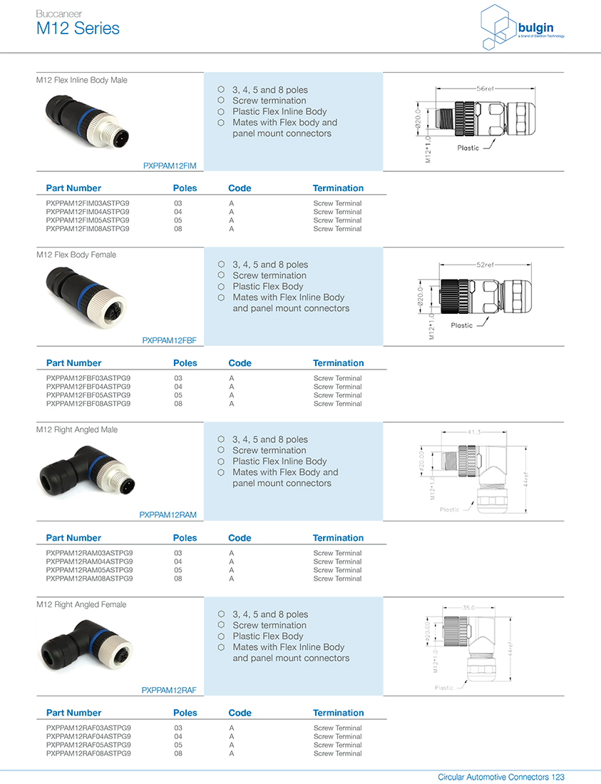 M12-L-coding-公直头塑胶装配式圆形连接器规格 M12-L-coding-公直头塑胶装配式圆形连接器规格