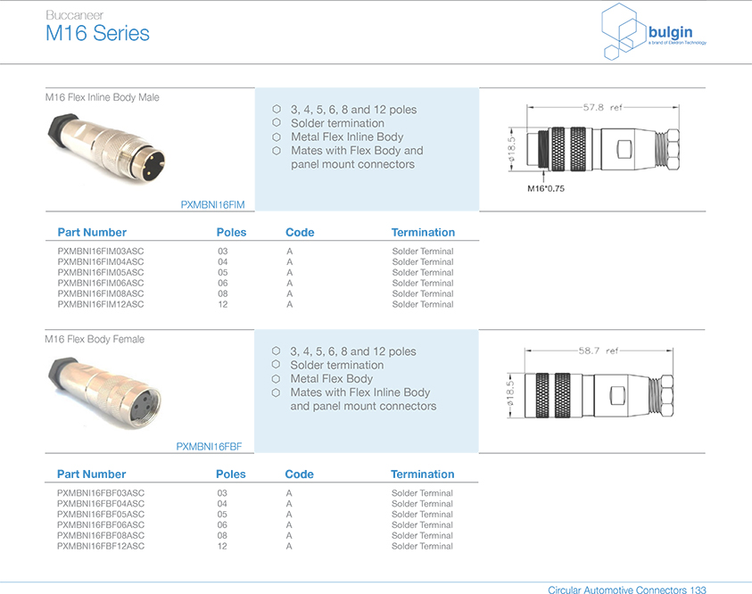 M16 母头组装式连接器选型 M16 母头组装式连接器选型