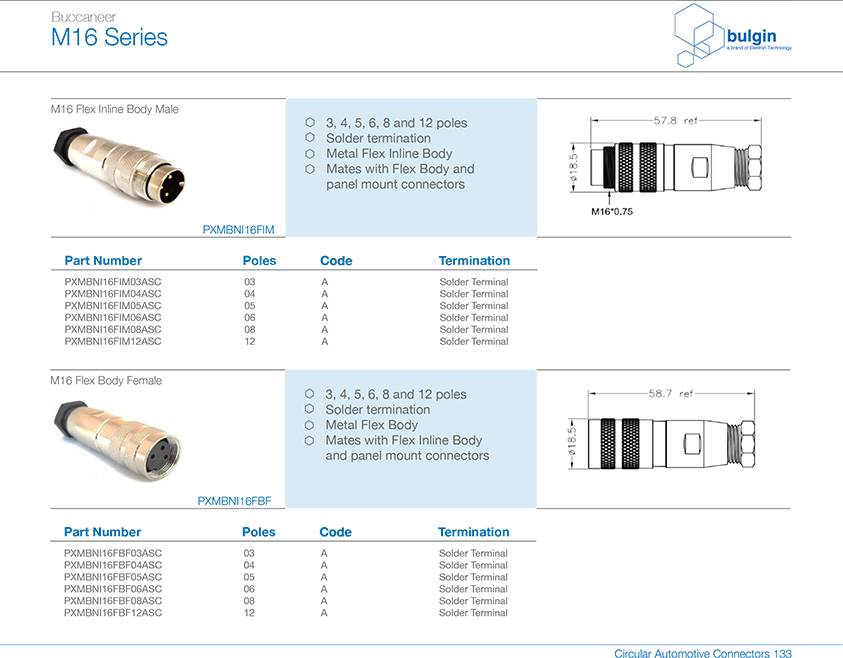 M16 公头组装式连接器选型 M16 公头组装式连接器选型