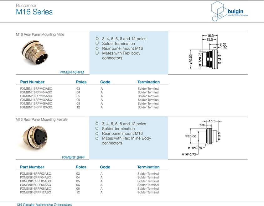M16 16芯母前锁板端焊线式连接器座选型 M16 16芯母前锁板端焊线式连接器座选型
