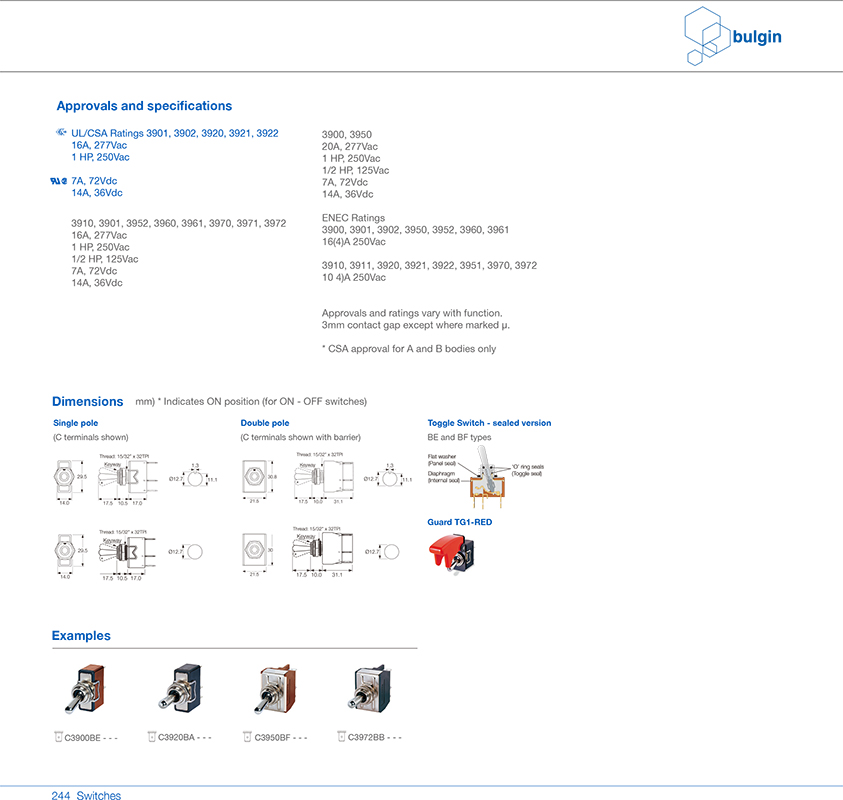 3900金属摇杆开关系列参数 3900金属摇杆开关系列参数