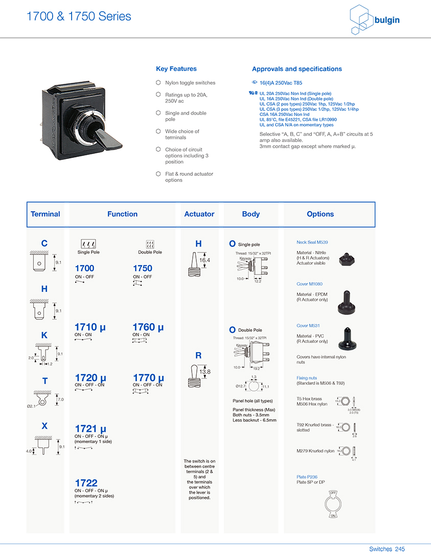 摇杆开关1700选型 摇杆开关1700选型