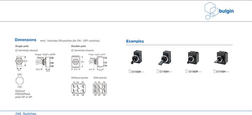摇杆开关1750系列选型 摇杆开关1750系列选型