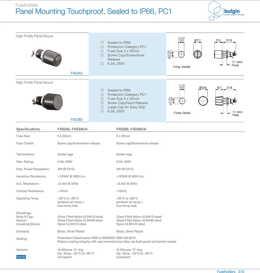 FX0365 IP66保险丝座选型 FX0365 IP66保险丝座选型