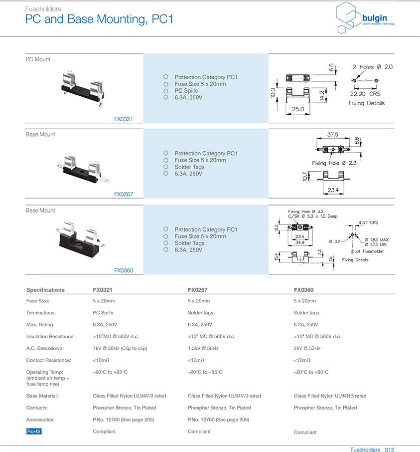 FX0360底座安装保险丝座选型 FX0360底座安装保险丝座选型