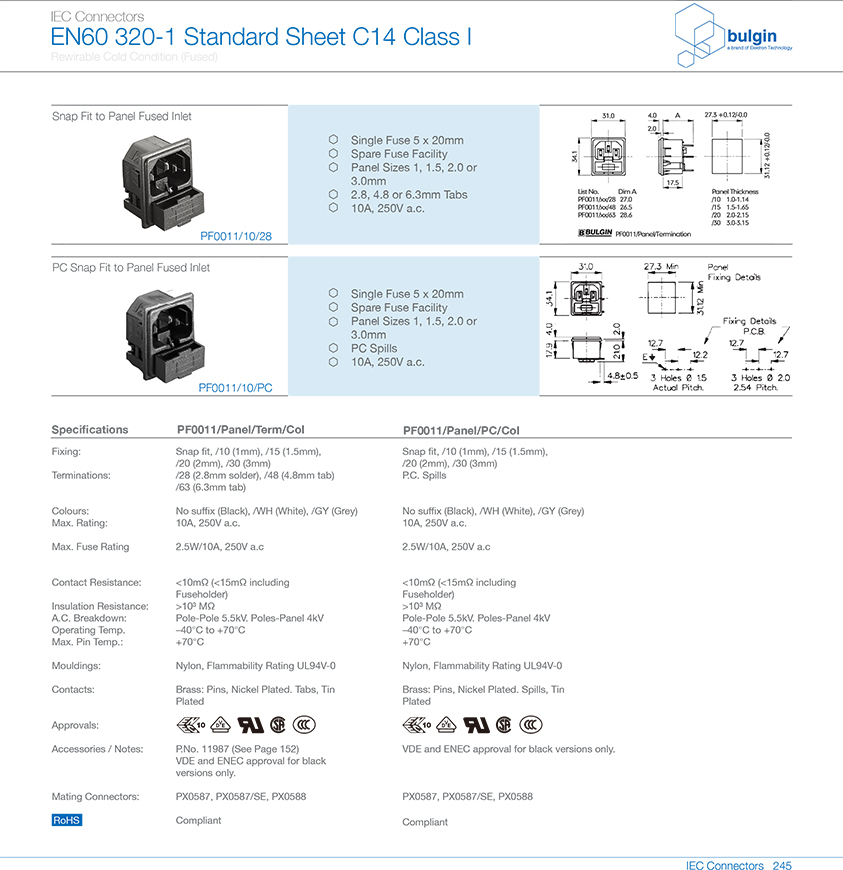 PF0011系列扣合面板安装及有保险丝座选型 PF0011系列扣合面板安装及有保险丝座选型