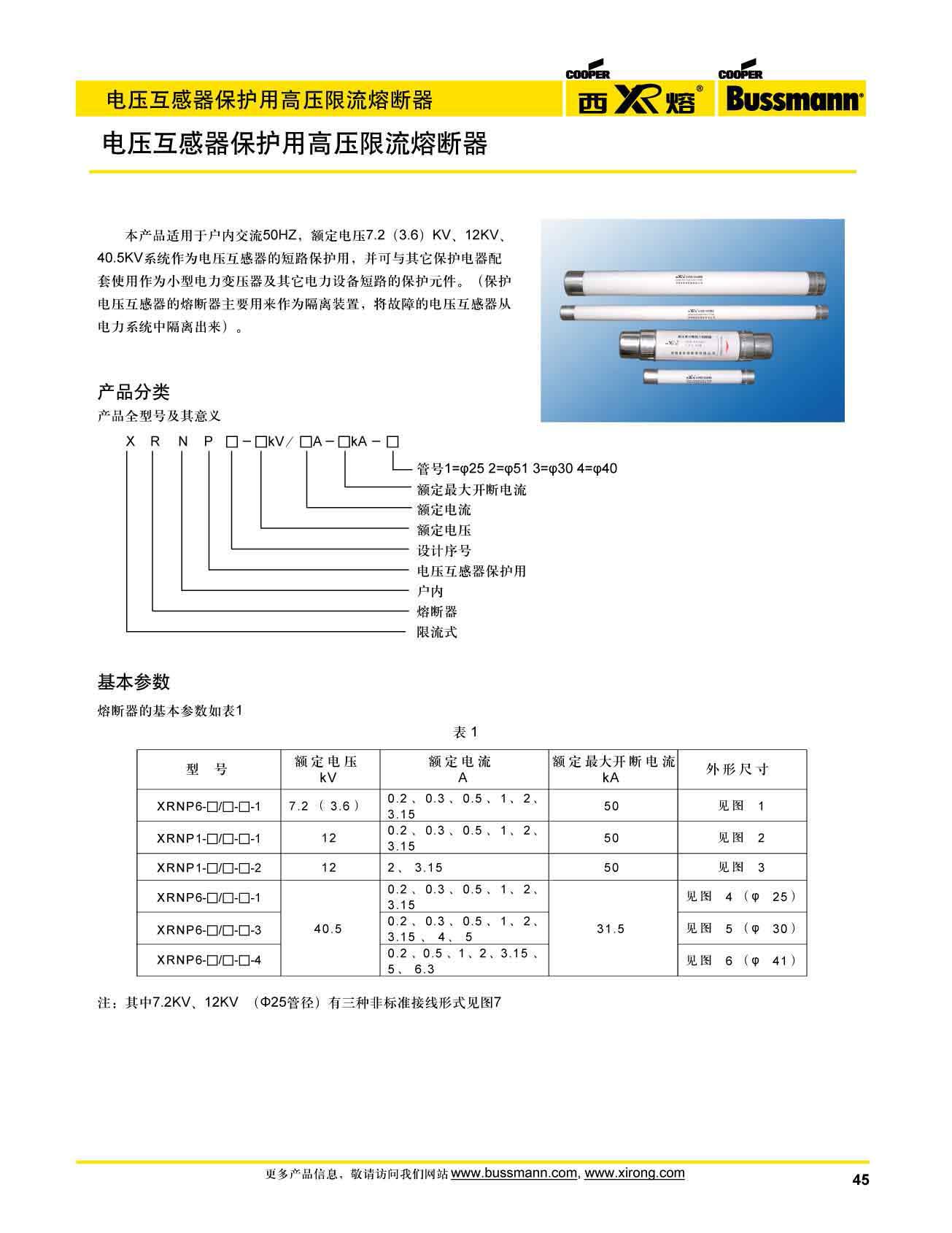 电压互感器保护高压限流熔断器XRNP系列选型 电压互感器保护高压限流熔断器XRNP系列选型
