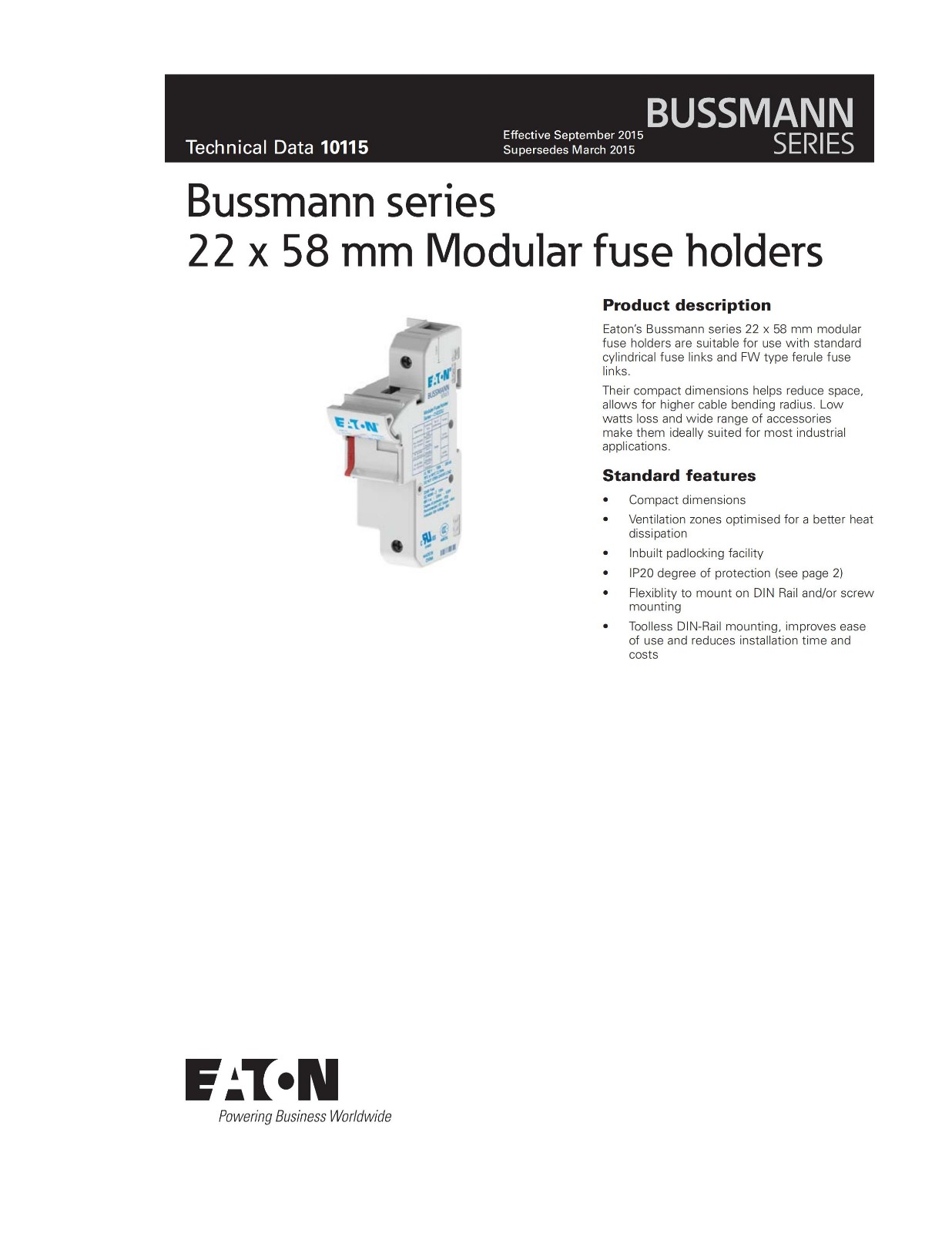 CH221DU系列熔断器座说明 CH221DU系列熔断器座说明